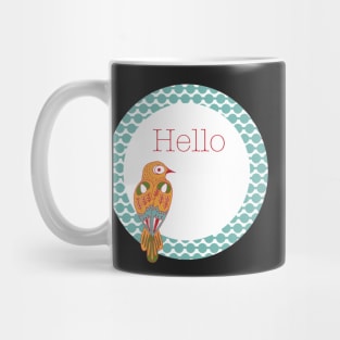 Hello folkart bird in circle Mug